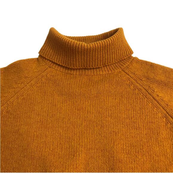TAILTEANN Ireland Vintage Lambswool Turtleneck Sweater L Mustard Cozy 90's Retro - Picture 4 of 7